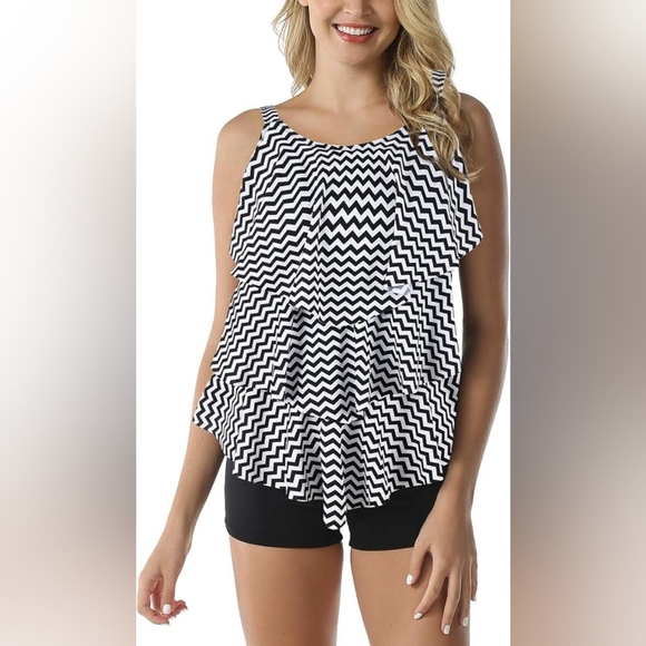 NWT Septangle Tankini Two Pc Set Ruffle Bathing suit with Boyshort Sz 20 - Picture 4 of 8